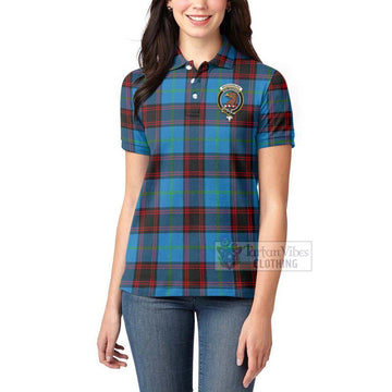 Wedderburn Tartan Women's Polo Shirt with Family Crest Celtic Skull Style - Tartan Vibes Clothing