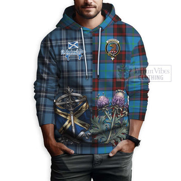 Wedderburn Tartan Hoodie Happy St. Andrew's Day Half Tartan Style - Tartan Vibes Clothing
