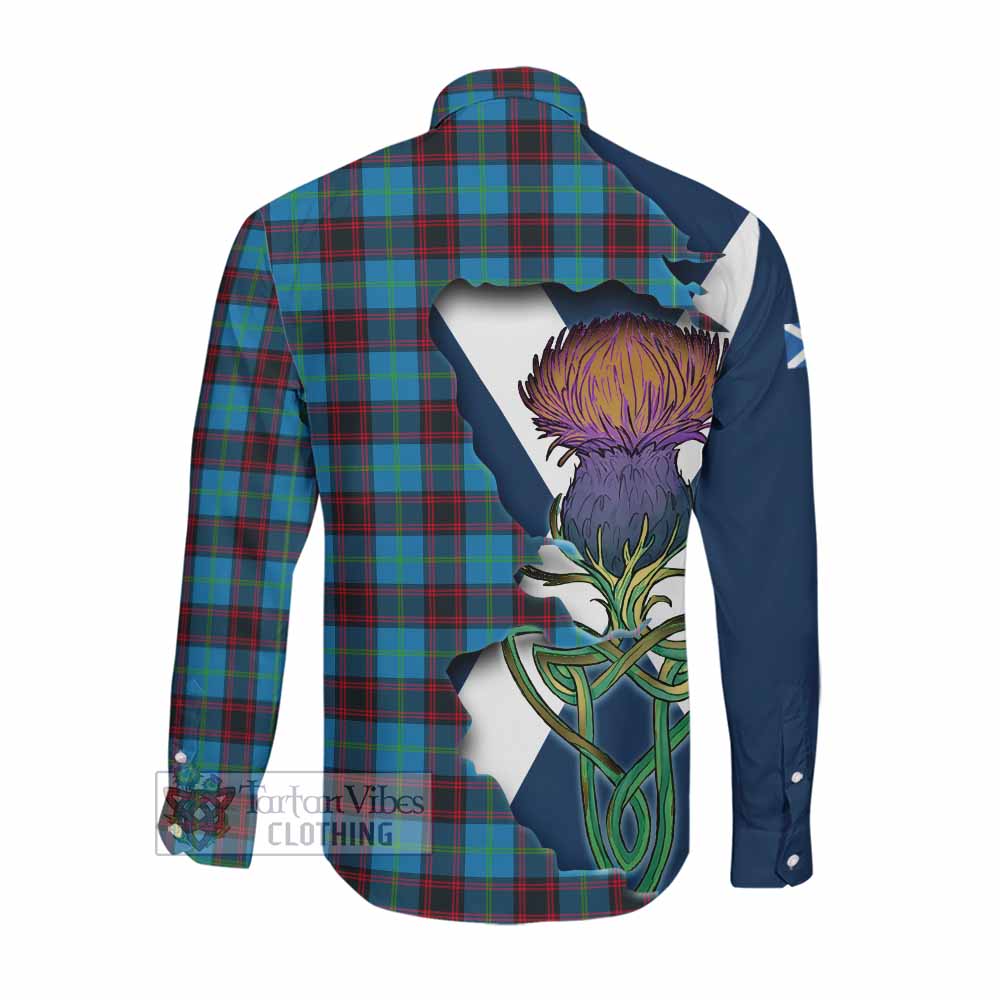 Tartan Vibes Clothing Wedderburn Tartan Family Crest Long Sleeve Button Shirt Scottish Thistle Celtic Inspired