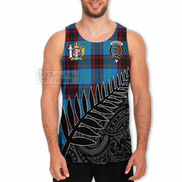 Wedderburn Crest Tartan Men's Tank Top with New Zealand Silver Fern Half Style - Tartan Vibes Clothing