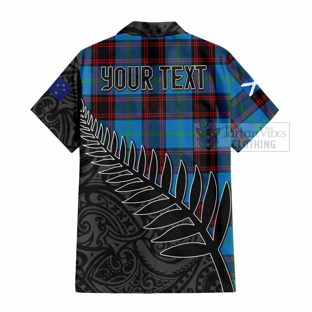 Wedderburn Crest Tartan Hawaiian Shirt with New Zealand Silver Fern Half Style - Tartan Vibes Clothing