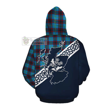 Wedderburn Tartan Cotton Hoodie Featuring Thistle and Scotland Map Pullover Hoodie - Tartan Vibes Clothing