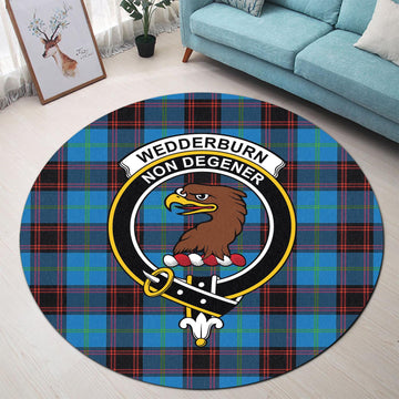 Wedderburn Tartan Round Rug with Family Crest - Tartan Vibes Clothing