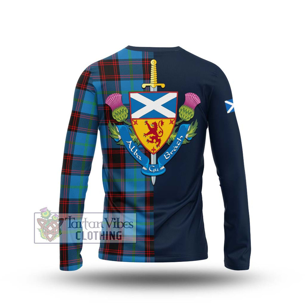 Wedderburn Tartan Long Sleeve T-Shirt Alba with Scottish Lion Royal Arm Half Style - Tartan Vibes Clothing