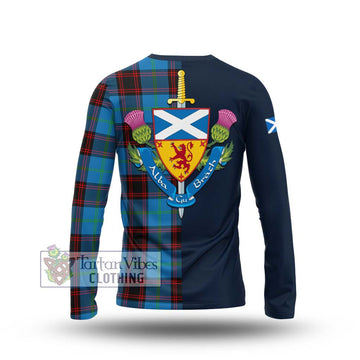 Wedderburn Tartan Long Sleeve T-Shirt Alba with Scottish Lion Royal Arm Half Style - Tartan Vibes Clothing