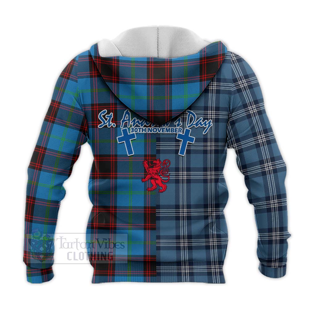 Wedderburn Tartan Knitted Hoodie Happy St. Andrew's Day Half Tartan Style - Tartan Vibes Clothing