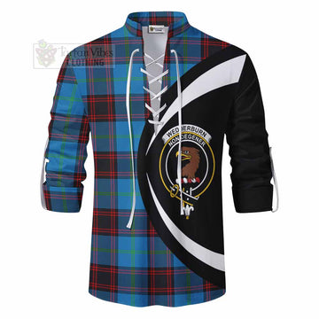 Wedderburn Tartan Ghillie Kilt Shirt with Family Crest Circle Style - Tartan Vibes Clothing