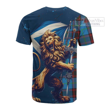 Tartan Vibes Clothing Wedderburn Tartan Family Crest Cotton T-shirt with Scottish Majestic Lion