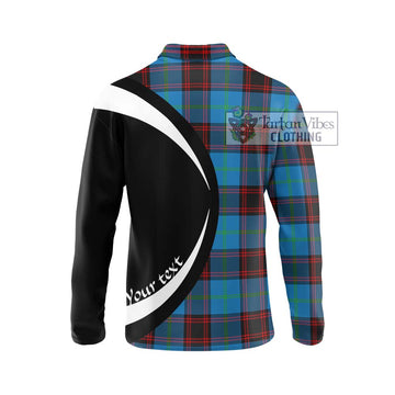 Wedderburn Tartan Long Sleeve Polo Shirt with Family Crest Circle Style - Tartan Vibes Clothing