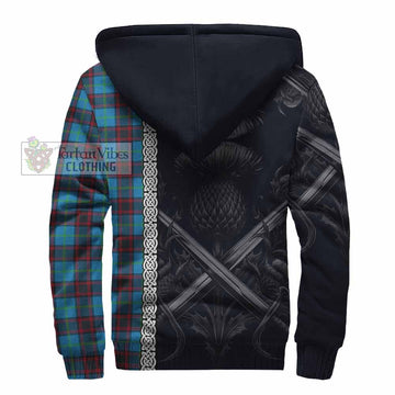Wedderburn Tartan Sherpa Hoodie with Family Crest Cross Sword Thistle Celtic Vibes - Tartan Vibes Clothing