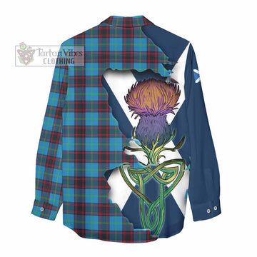 Tartan Vibes Clothing Wedderburn Tartan Family Crest Women's Casual Shirt Scottish Thistle Celtic Inspired