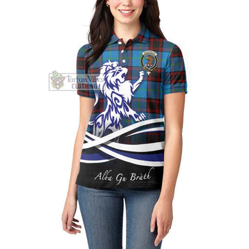 Wedderburn Tartan Women's Polo Shirt with Alba Gu Brath Regal Lion Emblem - Tartan Vibes Clothing