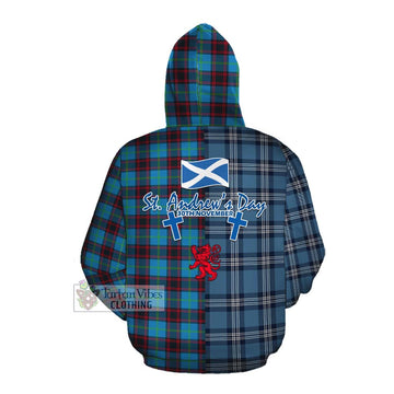 Wedderburn Tartan Cotton Hoodie Happy St. Andrew's Day Half Tartan Style Pullover Hoodie - Tartan Vibes Clothing