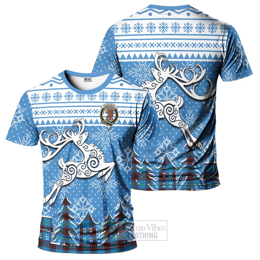 Wedderburn Clan Christmas T-Shirt Celtic Reindeer Style - Tartan Vibes Clothing