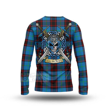 Wedderburn Tartan Long Sleeve T-Shirt with Family Crest Celtic Skull Style - Tartan Vibes Clothing