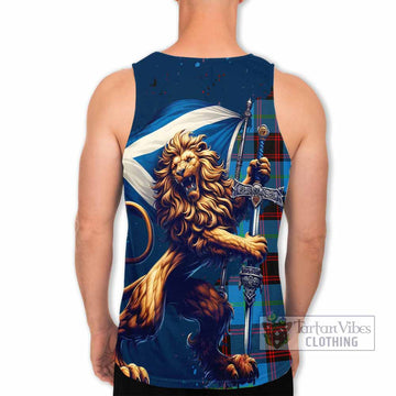 Wedderburn Tartan Family Crest Men's Tank Top with Scottish Majestic Lion - Tartan Vibes Clothing