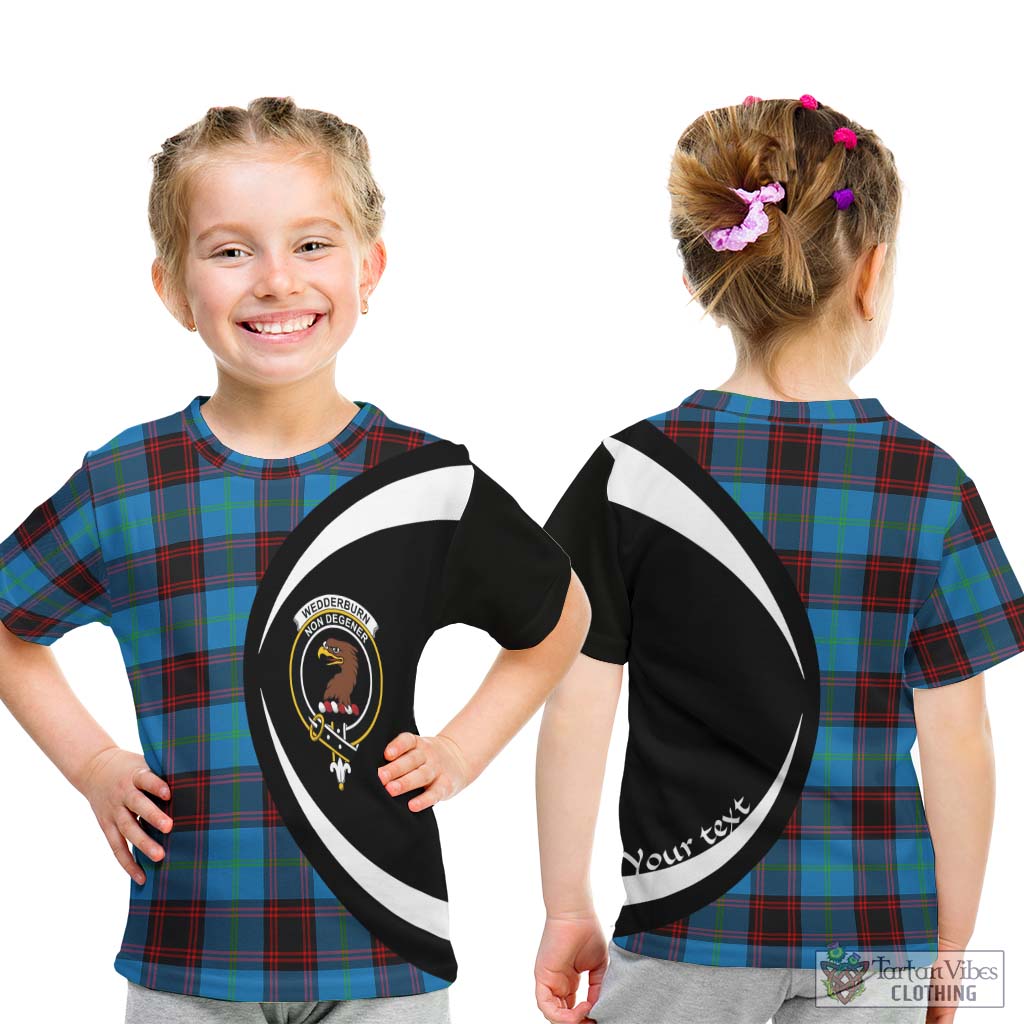 Wedderburn Tartan Kid T-Shirt with Family Crest Circle Style - Tartan Vibes Clothing