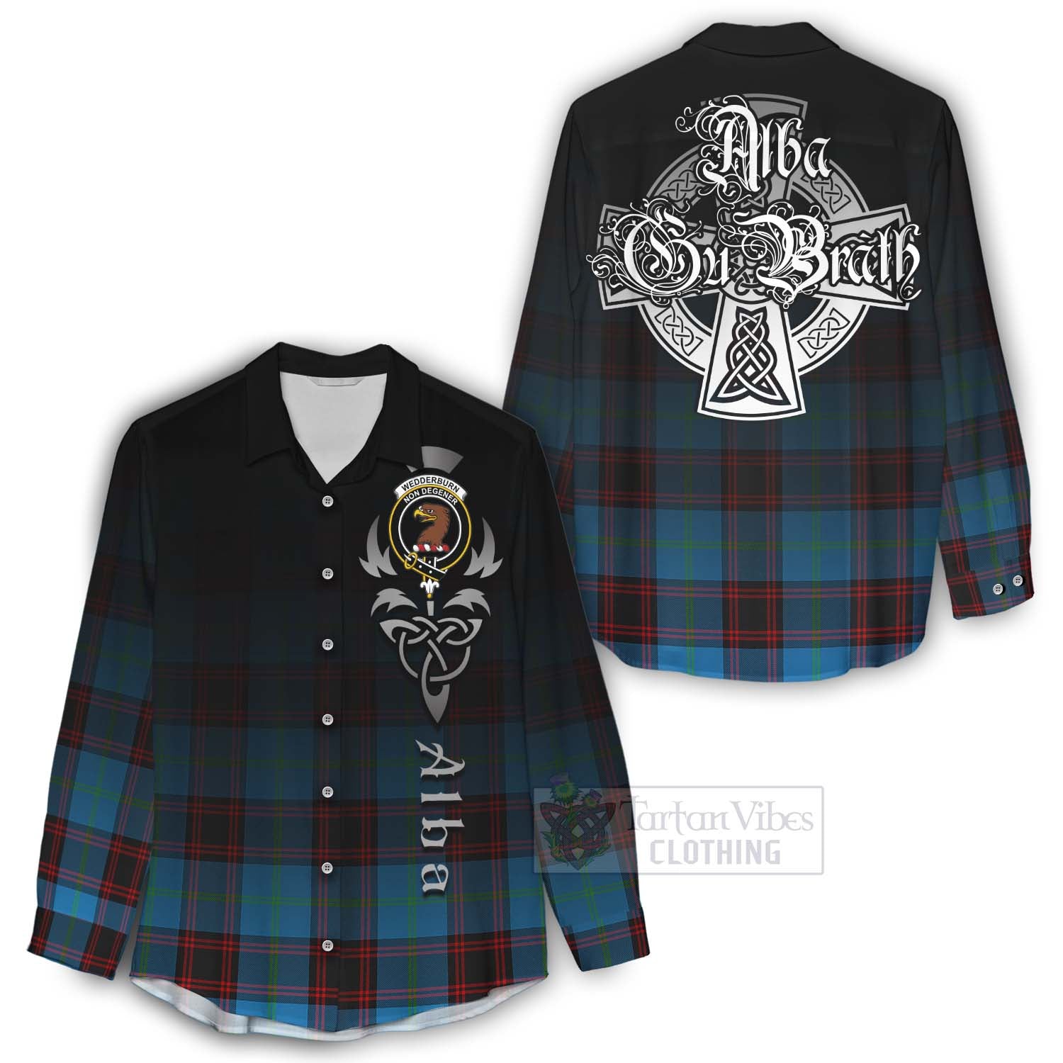 Wedderburn Tartan Women's Casual Shirt Featuring Alba Gu Brath Family Crest Celtic Inspired - Tartan Vibes Clothing