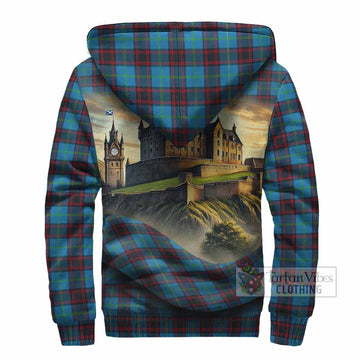 Wedderburn Tartan Family Crest Sherpa Hoodie with Scottish Ancient Castle Style - Tartan Vibes Clothing