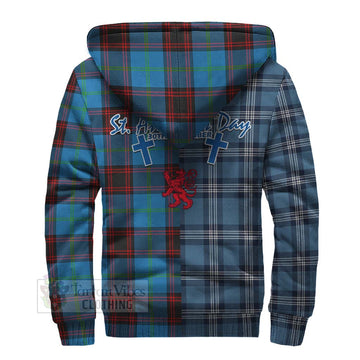 Wedderburn Tartan Sherpa Hoodie Happy St. Andrew's Day Half Tartan Style - Tartan Vibes Clothing