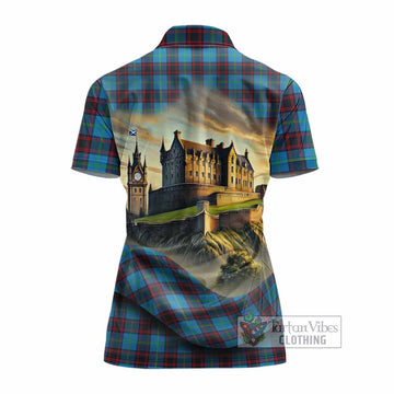 Wedderburn Tartan Family Crest Women's Polo Shirt with Scottish Ancient Castle Style - Tartan Vibes Clothing