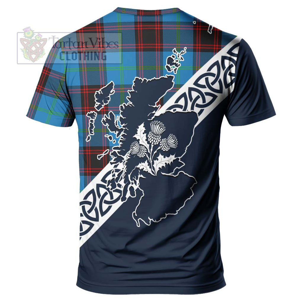 Wedderburn Tartan T-Shirt Featuring Thistle and Scotland Map - Tartanvibesclothing Store