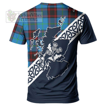 Wedderburn Tartan T-Shirt Featuring Thistle and Scotland Map - Tartanvibesclothing Store