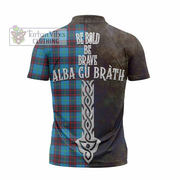 Wedderburn Tartan Family Crest Zipper Polo Shirt Alba Gu Brath Be Brave Lion Ancient Style - Tartan Vibes Clothing
