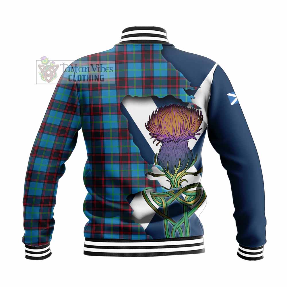 Tartan Vibes Clothing Wedderburn Tartan Family Crest Baseball Jacket Scottish Thistle Celtic Inspired