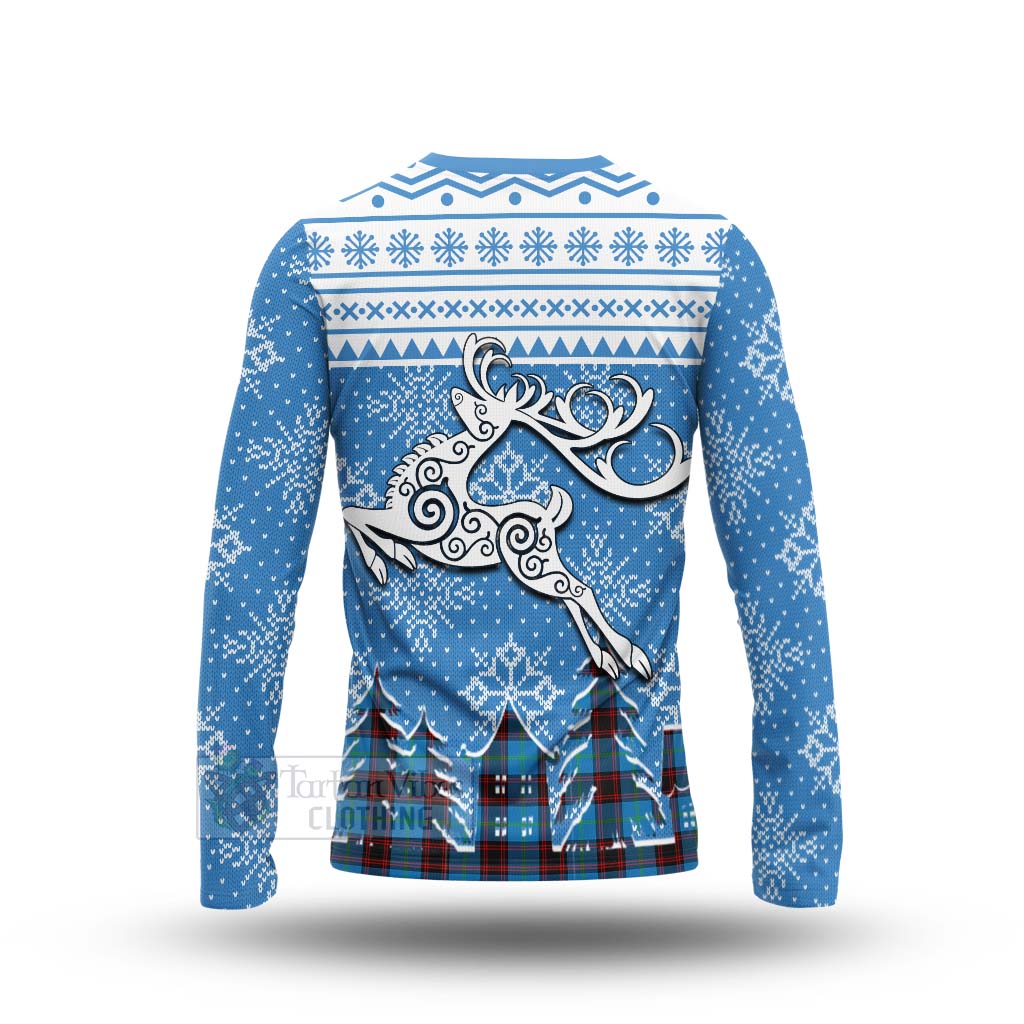 Wedderburn Clan Christmas Long Sleeve T-Shirt Celtic Reindeer Style - Tartan Vibes Clothing