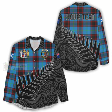 Wedderburn Crest Tartan Women's Casual Shirt with New Zealand Silver Fern Half Style - Tartan Vibes Clothing