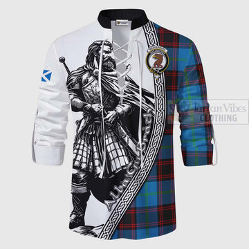 Wedderburn Tartan Clan Crest Ghillie Kilt Shirt with Highlander Warrior Celtic Style - Tartan Vibes Clothing
