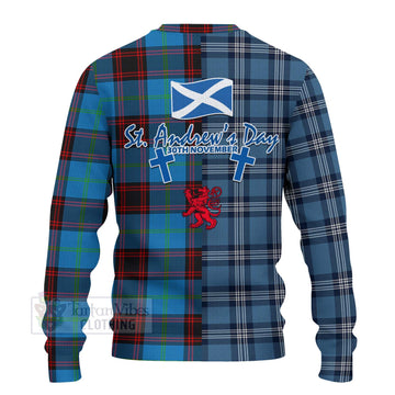Wedderburn Tartan Knitted Sweater Happy St. Andrew's Day Half Tartan Style - Tartan Vibes Clothing