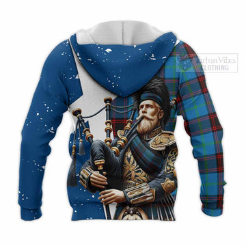 Wedderburn Tartan Knitted Hoodie with Family Crest Scottish Bagpiper Vibes - Tartan Vibes Clothing