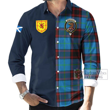 Wedderburn Tartan Long Sleeve Button Shirt Alba with Scottish Lion Royal Arm Half Style Men's Shirt - Tartan Vibes Clothing