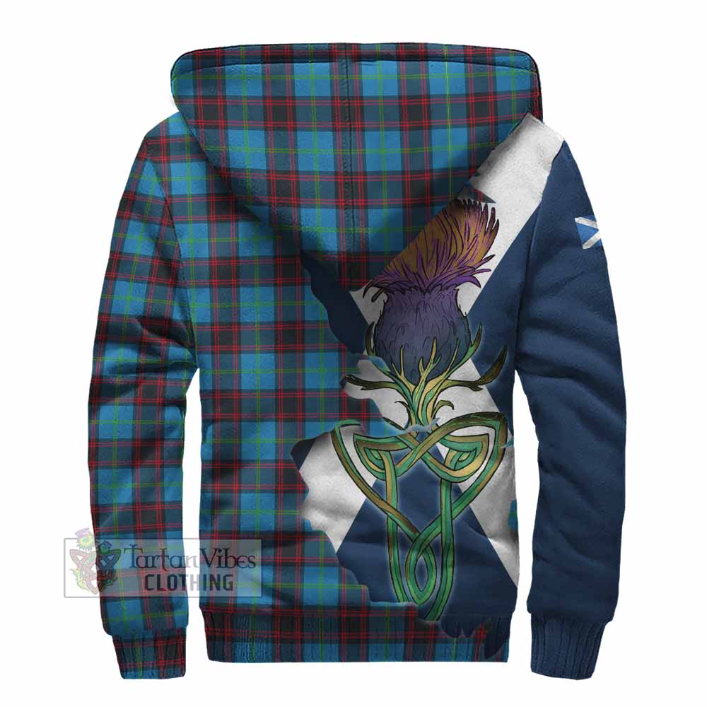 Tartan Vibes Clothing Wedderburn Tartan Family Crest Sherpa Hoodie Scottish Thistle Celtic Inspired
