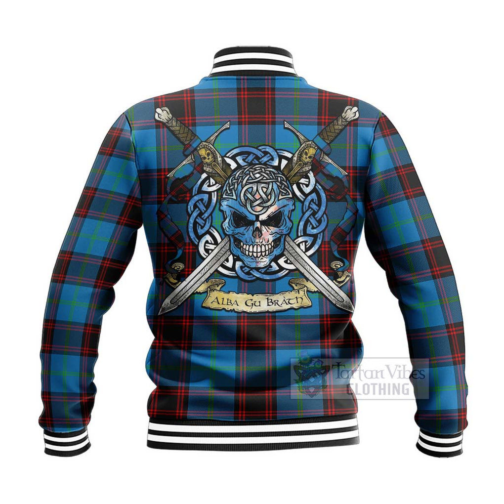Wedderburn Tartan Baseball Jacket with Family Crest Celtic Skull Style - Tartan Vibes Clothing