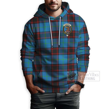 Wedderburn Tartan Hoodie with Family Crest and Bearded Skull Holding Bottles of Whiskey - Tartan Vibes Clothing