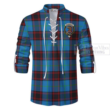 Wedderburn Tartan Ghillie Kilt Shirt with Family Crest Celtic Skull Style - Tartan Vibes Clothing