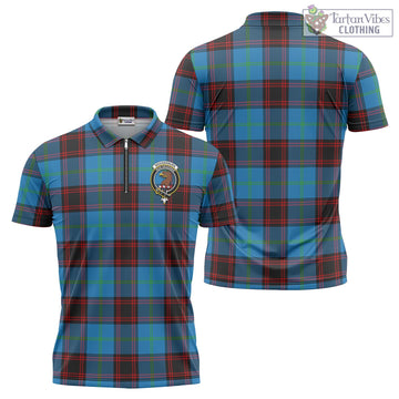 Wedderburn Tartan Zipper Polo Shirt with Family Crest - Tartan Vibes Clothing