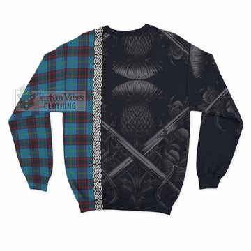 Wedderburn Tartan Sweatshirt with Family Crest Cross Sword Thistle Celtic Vibes - Tartan Vibes Clothing