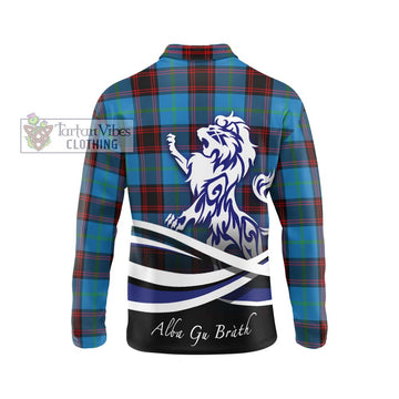 Wedderburn Tartan Long Sleeve Polo Shirt with Alba Gu Brath Regal Lion Emblem - Tartan Vibes Clothing
