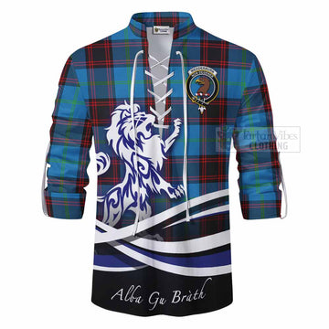 Wedderburn Tartan Ghillie Kilt Shirt with Alba Gu Brath Regal Lion Emblem - Tartan Vibes Clothing
