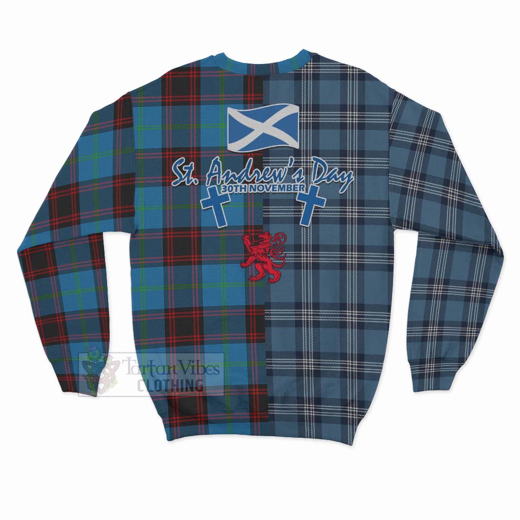 Wedderburn Tartan Sweatshirt Happy St. Andrew's Day Half Tartan Style - Tartan Vibes Clothing