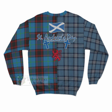 Wedderburn Tartan Sweatshirt Happy St. Andrew's Day Half Tartan Style - Tartan Vibes Clothing