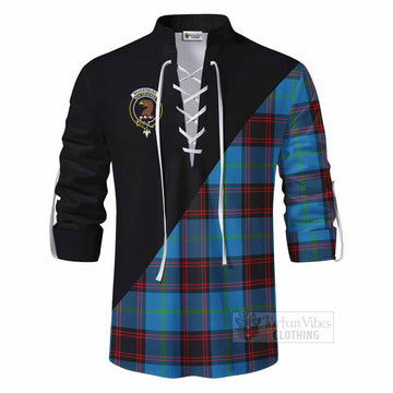 Wedderburn Tartan Ghillie Kilt Shirt with Family Crest and Military Logo Style - Tartan Vibes Clothing