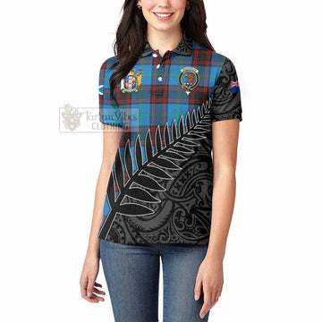 Wedderburn Crest Tartan Women's Polo Shirt with New Zealand Silver Fern Half Style - Tartan Vibes Clothing