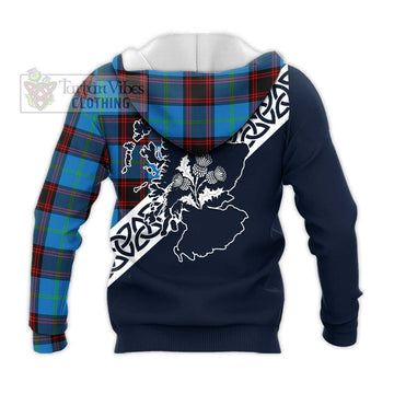 Wedderburn Tartan Knitted Hoodie Featuring Thistle and Scotland Map - Tartan Vibes Clothing