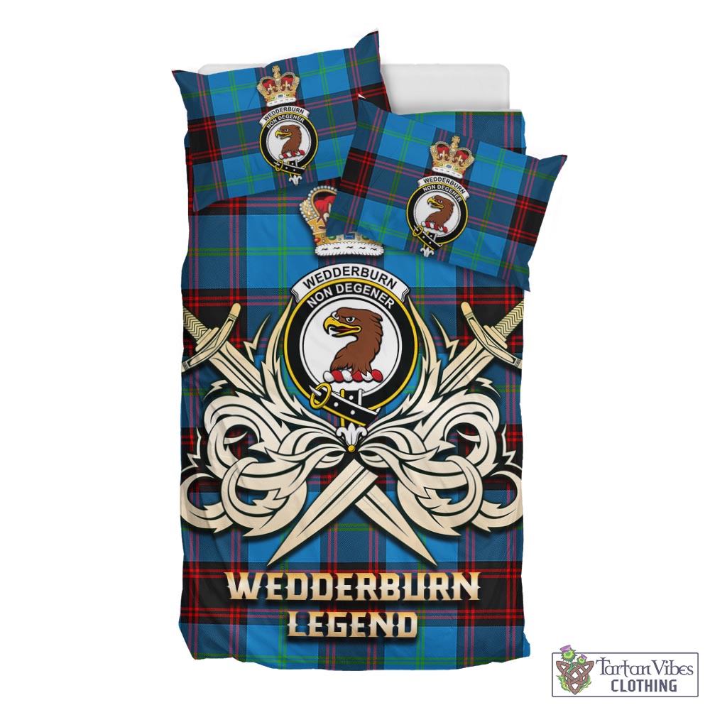 Tartan Vibes Clothing Wedderburn Tartan Bedding Set with Clan Crest and the Golden Sword of Courageous Legacy