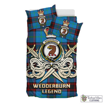 Wedderburn Tartan Bedding Set with Clan Crest and the Golden Sword of Courageous Legacy